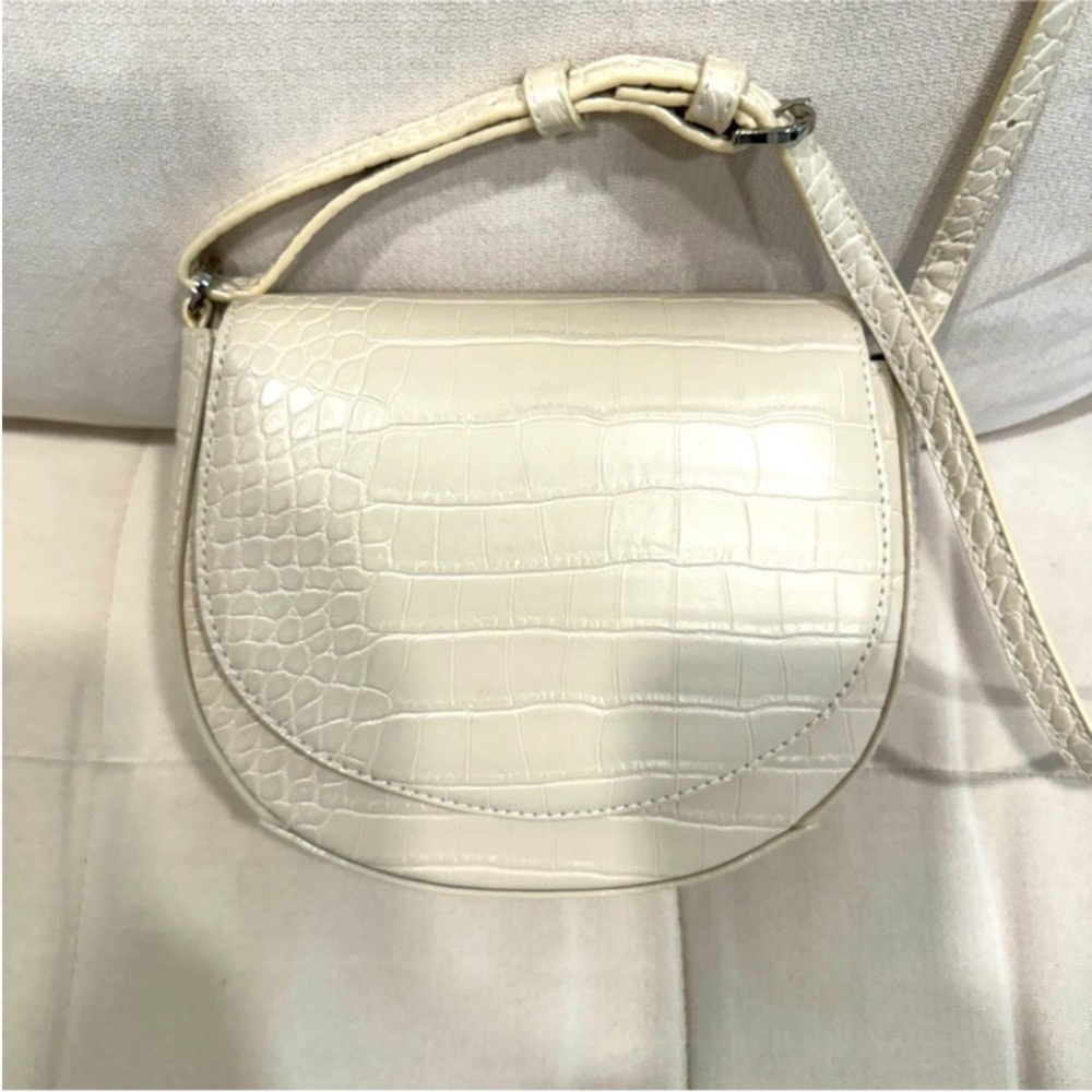 A New Day Women’s Cream Small Croc-Embossed Crossbody Bag